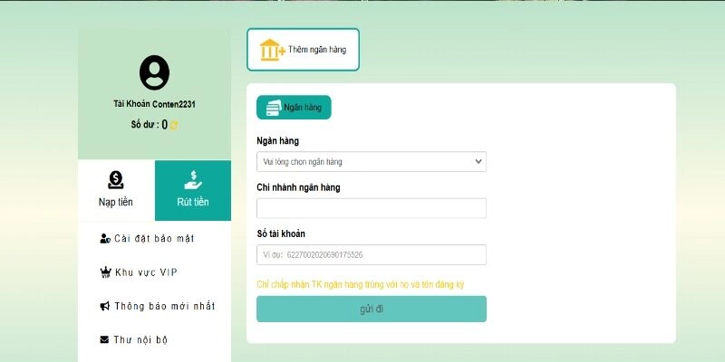 Điều kiện để bạn thực hiện thao tác rút tiền thành công